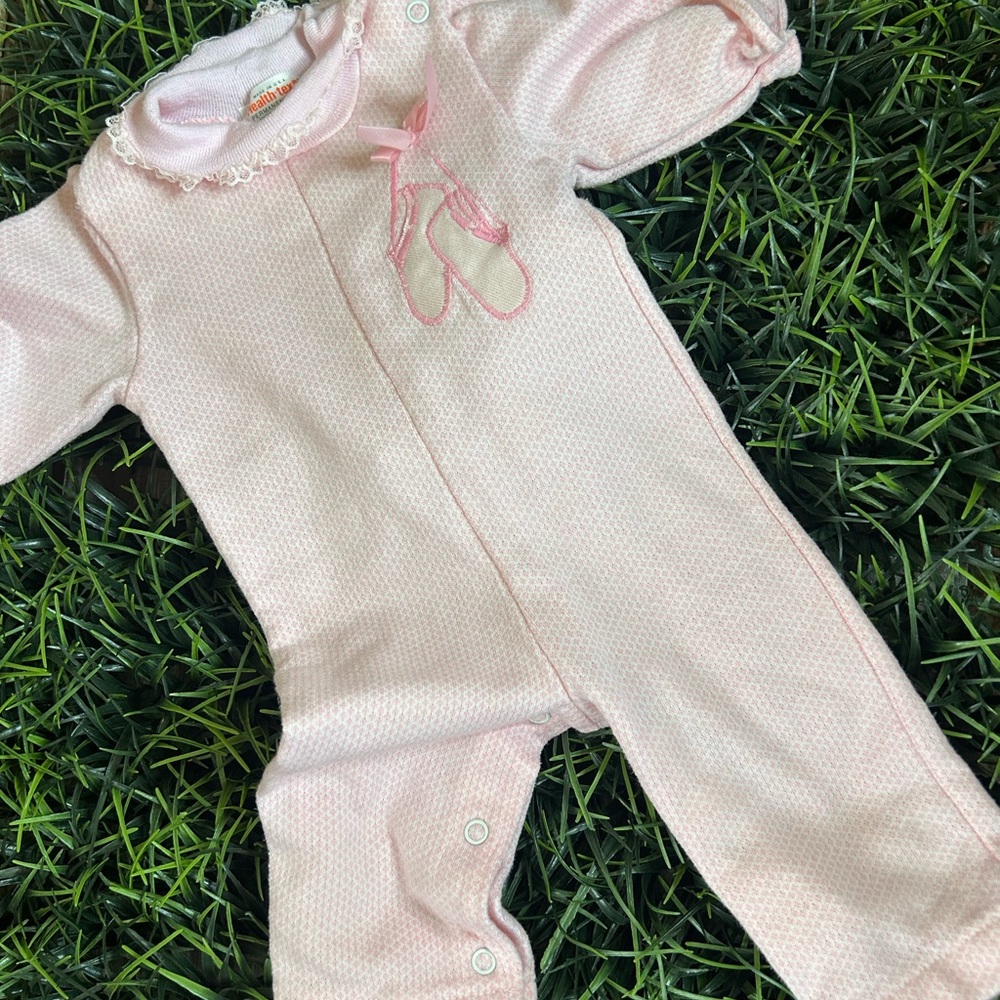 VINTAGE 70’s HealthTex Pink Ballerina Jumper Baby Girls Size 9 Months